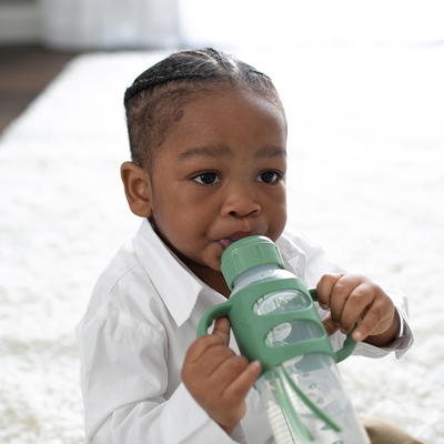 Dr. Brown's Milestones Sippy Straw Bottle with Silicone Handles - Green - 8oz