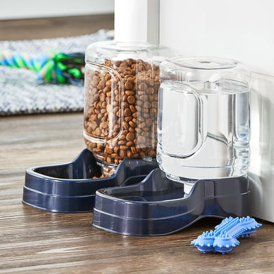 Vibrant Life Medium Gravity Pet Feeder - Dark Gray Base & Clear Bottle - 5 lb