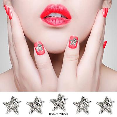 16 Pcs Shiny Star Nail Charms Rhinestones 3D Alloy Star Charms for Nails  Gold Silver Nail Jewelry Acrylic Nails Design Star Shape Nail Gems Crystal