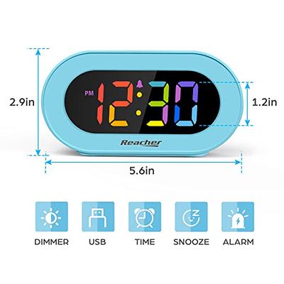 REACHER Kids Alarm Clock with USB Charger, 0-100% Dimmer, Colorful Rainbow LED  Digital Display, Simple Operation, Easy Snooze, Small Size for Bedroom,  Bedside, Boy, Girl - Yahoo Shopping