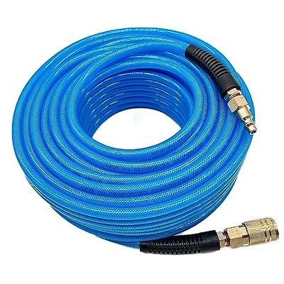 SYXQT Polyurethane(PU) 1/4-Inch x 50FT Reinforced, Air Hose with 1/4”  Swivel Industrial Quick Coupler and Plug, Bend Restrictor, Transparent Blue  - Yahoo Shopping