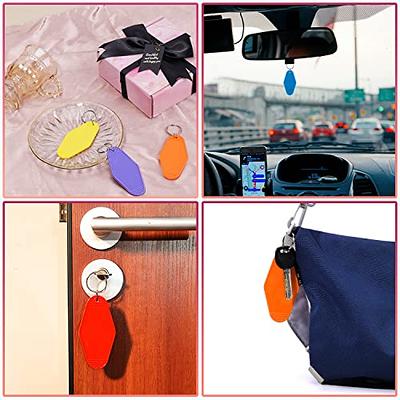 Kigley 150 Pcs Vintage Motel Keychain Blank Hotel Keychain Bulk Retro Sublimation Blank Key Chain Plastic with Ring for DIY Crafting Luggage Tag