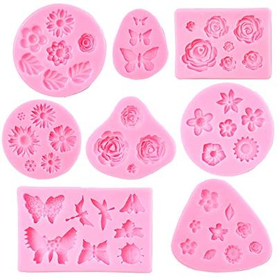 Flower Fondant Molds - 8 Pcs Flower and Butterfly Candy Silicone