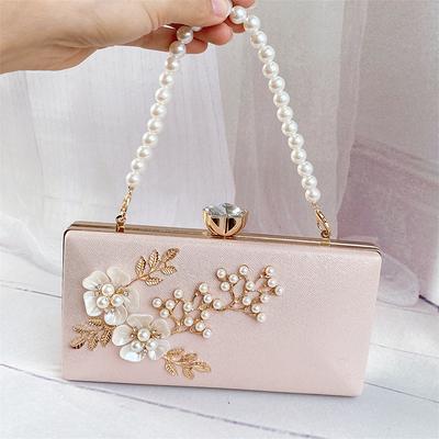 Clutches Evening Bags For Women, Floral Bag With Pearl Portable