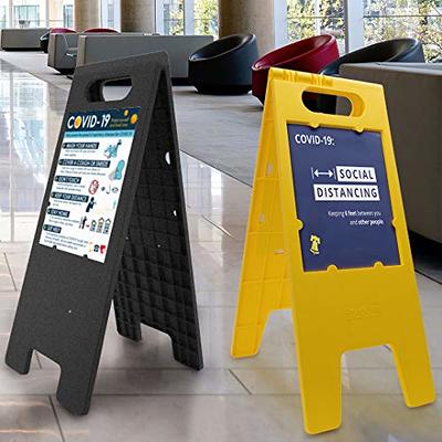 Outdoor A-Frame Sidewalk Sign 24x36 Inch Sandwich Board, Black Coated Steel  Metal Double-Sided, Heavy Duty Slide-in Folding Frame Sign Holder, 2  Corrugated Plastic Poster Boards, Display Stand - Yahoo Shopping