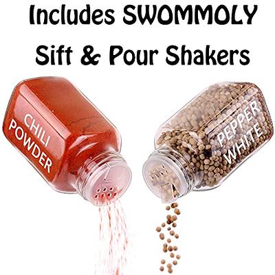 SWOMMOLY 30 Glass Spice Jars 6 oz Empty Square Spice Bottles with