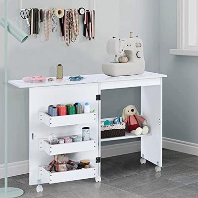 Folding Sewing Craft Cartsewing Cabinet Miscellaneous Sewing Kit Art Desk  With Storage Shelves And Lockable Casters Sewing Table - Tool Parts -  AliExpress