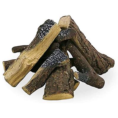 QuliMetal Gas Fireplace Logs Set, Ceramic White Birch Wood Logs