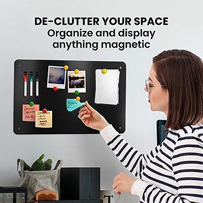 Black Metal Magnet Board - 17.5 x 11.5 Flat Magnetic Board for Magnets -  Bulletin Board and Magnet Board for Kids - Black Board with Dual Lock Tape  for Easy Hanging : : Office Products