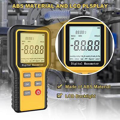 Digital Manometer Dual Port Input Air Pressure Meter HVAC Gas Pressure  Tester