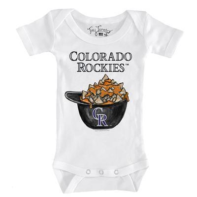 Colorado Rockies Tiny Turnip Women's Baseball Tie T-Shirt - White