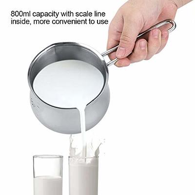 800ml Milk Warmer Pot With Dual Pour Spouts Stainless Steel Small