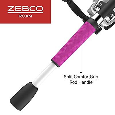 Zebco Roam Spinning Reel and Fishing Rod Combo, 6-Foot 2-Piece Fiberglass Fishing  Pole, Split ComfortGrip Handle, Soft-Touch Handle Knob, Size 20 Reel,  Changeable Right- or Left-Hand Retrieve, Pink - Yahoo Shopping