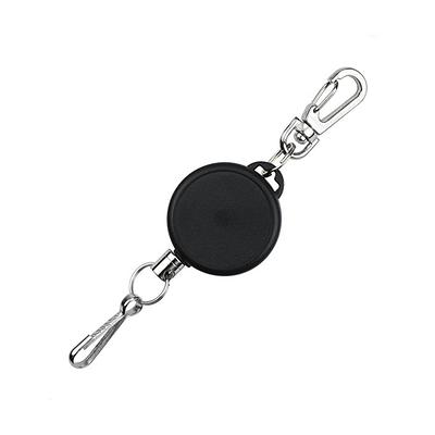 Heavy Duty Metal Retractable Badge Holder Reel with Belt Clip Key Ring  Extra Carabiner Strong Dyneema Pull Cord