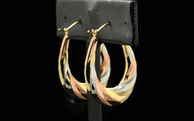 Hollow Hoop Earrings Set 10K Yellow Gold