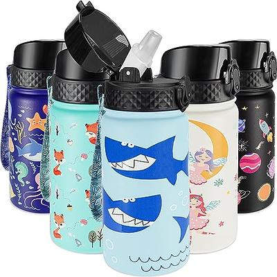 17 oz Kids Insulated Water Bottle for School with Straw Lid Leakproof and  Cute Waterproof Stickers, Personalized Stainless Steel Thermos Flask Metal Water  Bottle for Girls & Boys