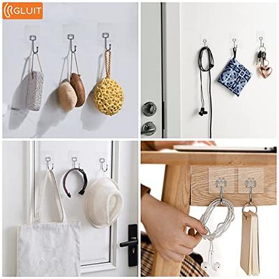 Adhesive Hooks for Hanging Heavy Duty Wall Hooks 22 lbs Self Adhesive  Sticky Hooks Waterproof Transparent Hooks for Keys Bathroom Shower Outdoor