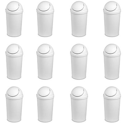 Sterilite 13 Gal Swing Top Lidded Wastebasket Kitchen Trash Can, White (12 Pack)