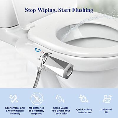 SAMODRA Bidet Attachment, Non-Electric Cold Water Bidet Toilet Seat  Attachment with Pressure Controls, Retractable Self-Cleaning Dual Nozzles  for