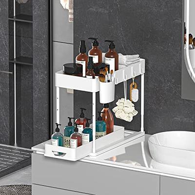Seasky 2 Pack Adjustable Height Under Sink Organizers and Storage, 2 Tier  Sliding Bathroom Organizer, Kitchen Organizer Multipurpose Under Sink  Cabinet Storage with 8 Hooks and 2 Hanging Cup - Yahoo Shopping