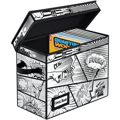 REDSHELL Comic Book Storage Box with Attached Lid, Collapsible Fabric  Storage Bins with Handles 15 X