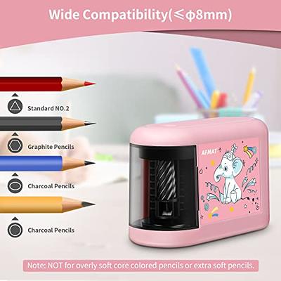 AFMAT Electric Pencil Sharpener for Kids, Cute Pink Pencil