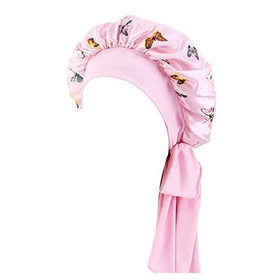 OLESILK 22 Momme Silk-Bonnet for Sleeping, 22 Momme 100% Mulberry Silk  Sleep Cap for Women, Silk Hair Wrap for Curly Hair, Pink