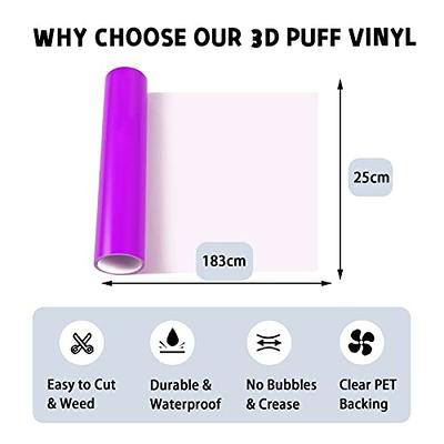 AHIJOY Puffy Vinyl Heat Transfer White HTV 10 x 6FT 3D Foaming Heat Press  Iron on Vinyl for T Shirt Garment Fabric Clothing