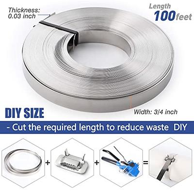 304 Stainless Steel Banding Strapping Band Strap Tools for Strapping 0.03  Thick Coil, 100 Feet Roll (3/4 Width)