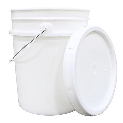 5 Gallon White Bucket & Lid - Durable 90 Mil All Purpose Pail - Food Grade - BPA Free Plastic 