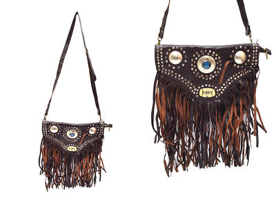 Vintage Boho Bags for Women Western Leather Fringe Purse, Brown