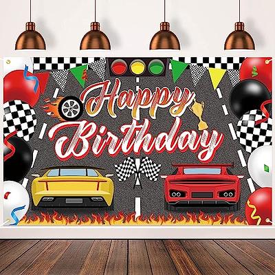 Race Car First Birthday Party Decorations, Fast One Cake Topper & Balloon  Garland Kit, Racing Theme 1st Birthday Photo, Highchair Banner with  Checkered Flag Bunting, Car Wheel Foil Balloons 