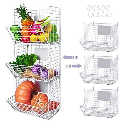 mDesign Steel Freestanding 3-Tier Storage Organizer Tower with Baskets -  Black 