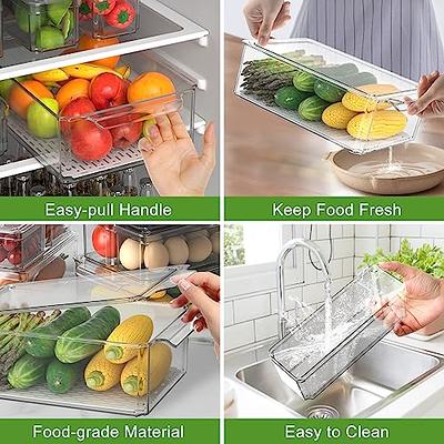 Sorbus Fridge Drawers - Clear Stackable Pull Out Refrigerator Organizer Bins  (2 Pack, Medium)