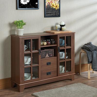 ANBAZAR Espresso Storage Cabinet Console Table with 2-Drawers and