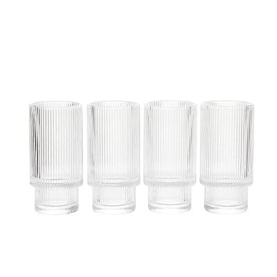 Vintage Art Deco Crystal Highball Ribbed Glass Set of 4 - Ripple, Collins  Glassware 14oz Classic Cry…See more Vintage Art Deco Crystal Highball  Ribbed