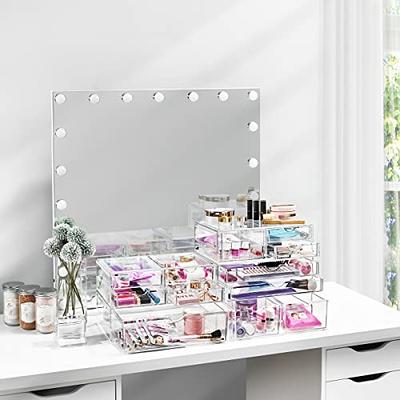 Syntus 3 Piece Set Stackable Makeup Organizer Drawers, 4.4'' Tall Acrylic  Bathroom Storage Drawer, Plastic Cosmetics Box for Vanity, Undersink