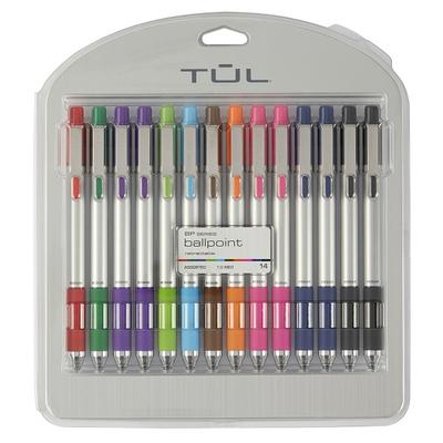 TUL Gel Pens, Retractable, Fine Point, 0.5 mm, Gray Barrel, Black Ink, Pack  Of 12