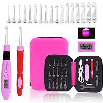 9 PCS Rechargeable Lighted Unique Knitting Needles LED Crochet Hooks Set 