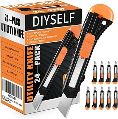 DIYSELF 2 Pack Box Cutters, Razor Knife Utility Cardboard Cutter, Heavy  Duty Utility Knife Retractable, Secure Locking, Aluminum Box Cutter Shell,  for
