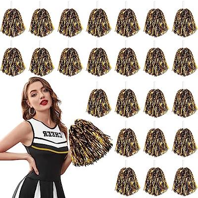 Lot de 12 pompons de pom-pom girl en feuille métallique avec poignée bâton  Cheer Squad