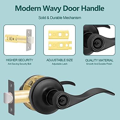 Black Door Handles Wave Style Levers, Entry Keyed/Privacy Lock