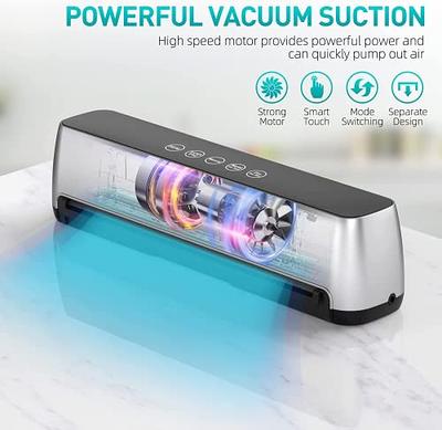 MEGAWISE Vacuum Sealer Machine | 80Kpa Suction Power| Bags and Cutter Included | Compact One-Touch Automatic Food Sealer with External Vacuum System