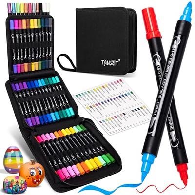 DEYONI 26 Colors Dual Tip Acrylic Paint Pens Markers,with Brush