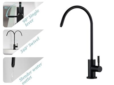 Express Water Deluxe Water Filter Faucet – Matte Black Coke-Shaped Faucet –  100% Lead-Free Drinking Water Faucet – Compatible with Reverse Osmosis