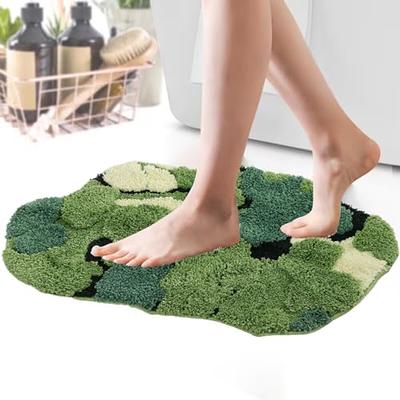 Green Bathroom Rug Daisy Bath Mat Cute Decor Rugs White Flower Dark Green  Mats Non Slip Shower Microfiber Bathmats Super Absorbent Floor Carpet