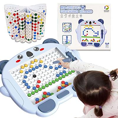  Magnetic Drawing Board for Kids, Educational Preschool Toy,  Travel Toys for 3 4 5 6 Year Old Boys Girls Magnetic Dot Art, Large Doodle  Board with Magnetic Pen, Beads & Cards(12.4x12.4) 