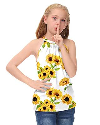 Women's White Tank Top - Women's Summer Sleeveless O-Neck Sunflower Printed Tank  Tops Casual T-Shirt Blouse Bodysuit for Girls, white, M : :  Fashion