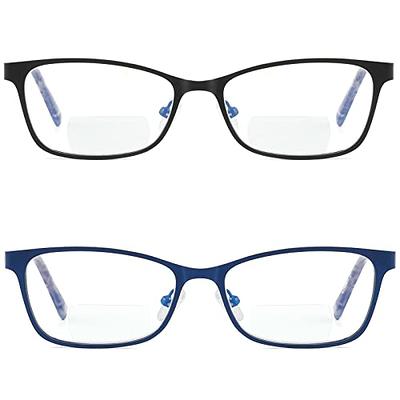 Discount no line bifocals reading glasses, Black & Clear Blue Acetate  Rectangle Frame ｜Framesfashion