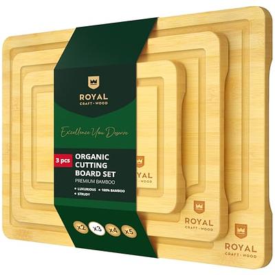 ROYAL CRAFT WOOD Cutting Boards for Kitchen - Bamboo Cutting Board Set of  3, Cutting Boards with Juice Grooves, Serving Board Set, Thick Chopping  Board for Meat, Veggies, Easy Grip Handle - Yahoo Shopping
